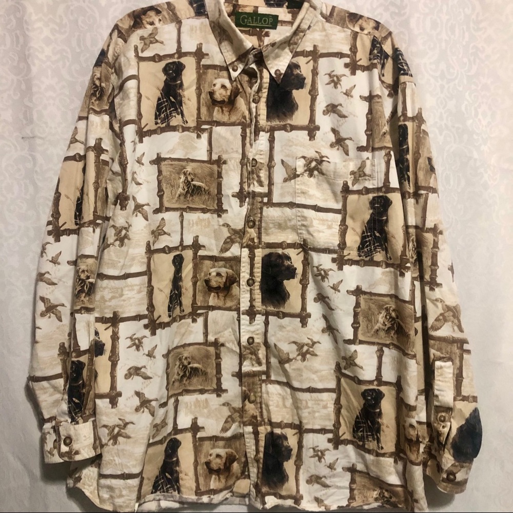 Vintage Gallop hunting Labrador Retriver button down